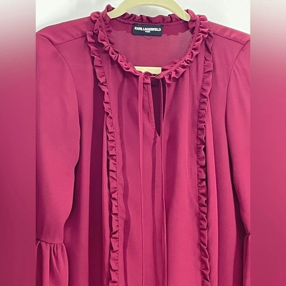 Karl Lagerfeld Paris Women’s Ruffle Detail Delicate Career Blouse Top Size S - Picture 3 of 7